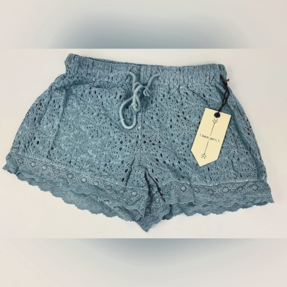 Banjara Blue Crochet Lace Shorts NWT